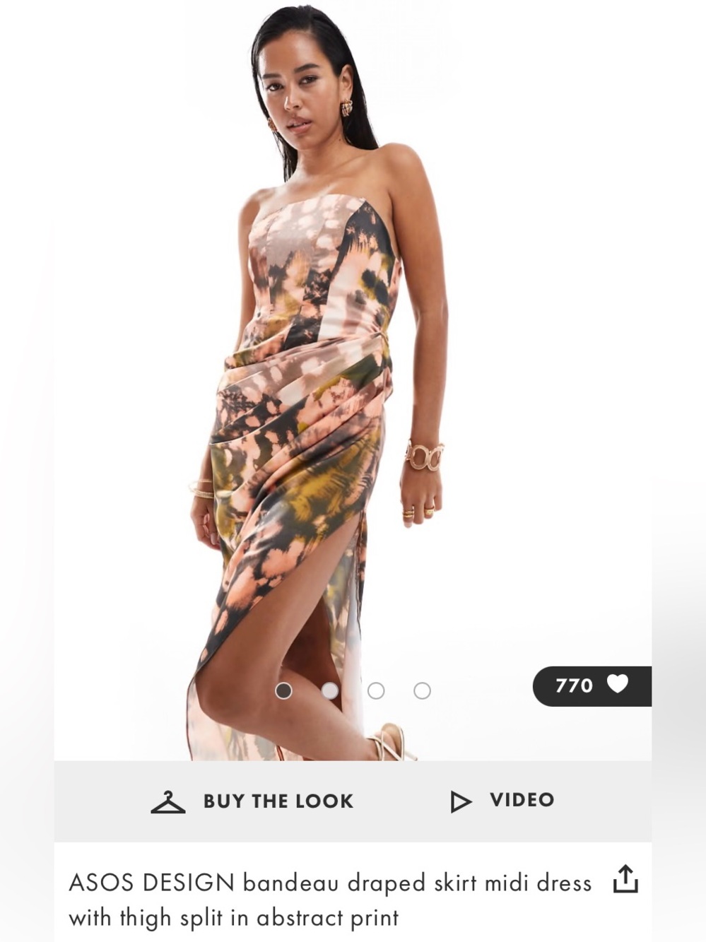 ASOS Bandeau Drape Skirt Midi Dress w/split | Size US 10 / UK 14 / EU 42